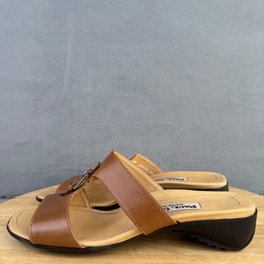 Paul Green München Brown Leather Slide Sandals Women’s Size 3.5 UK / 6 US